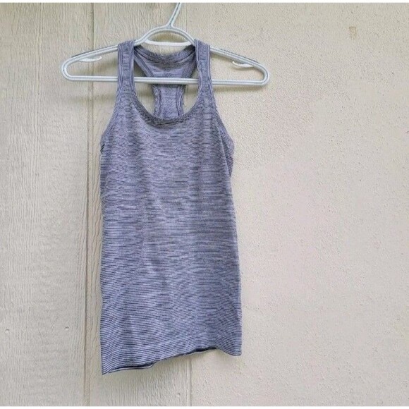 Lululemon   Swiftly Tech racerback tank top blk/wht scoop neck   womens sz 2 - Picture 1 of 4